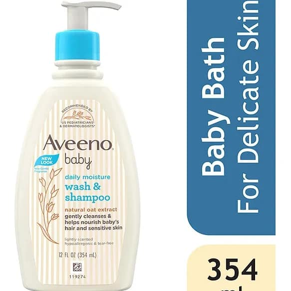 AVEENO BABY Sensitive Skin Bubble Bath with Oat Extract, Gently Cleanses and Leaves Skin Feeling Hydrated, Tear-Free Formula, Hypoallergenic, Paraben-, Phthalate-, Soap- & Dye-Free, 19.2 fl. Oz