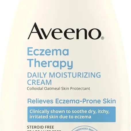 Aveeno Eczema Therapy Daily Moisturizing Cream for Sensitive Skin, Soothing Lotion with Colloidal Oatmeal for Dry, Itchy, and Irritated Skin, Steroid-Free and Fragrance-Free, 12 fl. oz