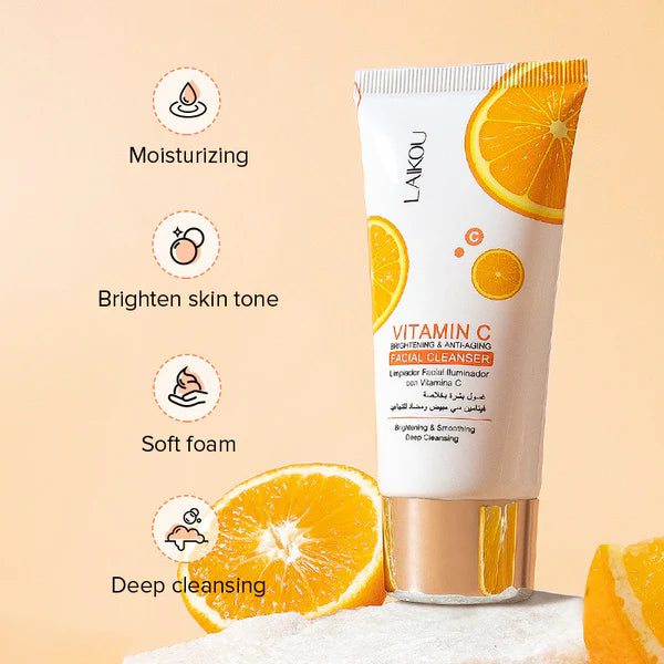 Cross-border LAIKOU Vitamin C Facial Cleanser 40g (color box) Facial Cleansing Care Cleanser