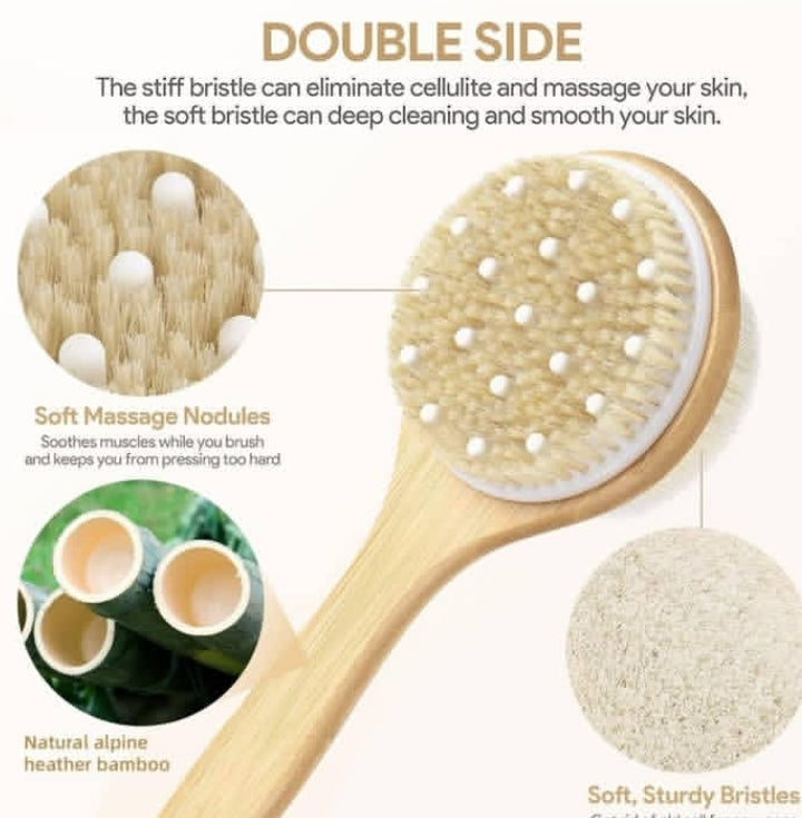 Tukuos Dual-Sided Long Handle Shower Brush